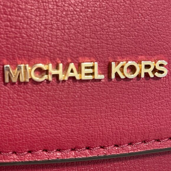 Michael Kors Ellis Medium Flap Messenger Shoulder Leather Bag Maroon - Picture 6 of 15